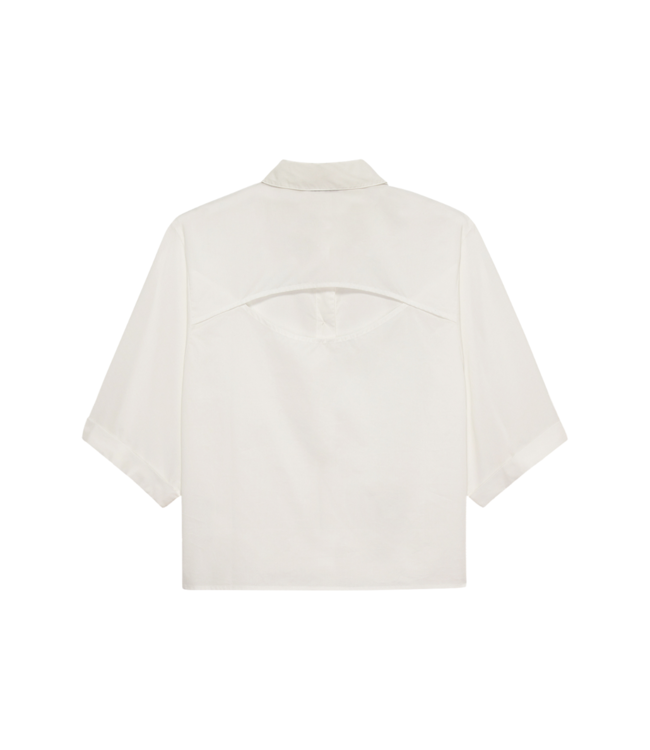 Catwalk Junkie Short Sleeve Blouse with Open Back - Off White