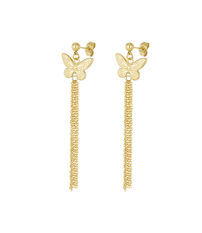 Color Club Oorbellen Butterfly Chain - Gold