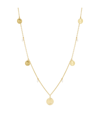 Ketting Coin & Pearl - Gold