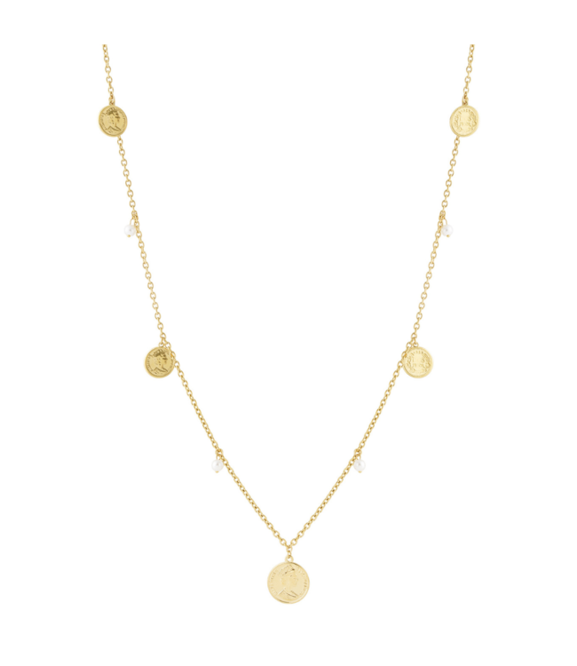 Color Club Ketting Coin & Pearl - Gold