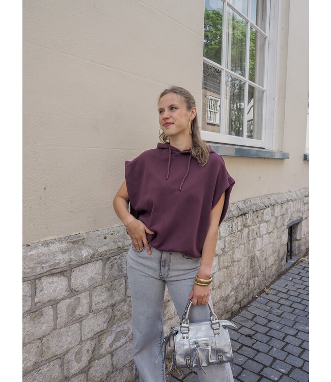 Catwalk Junkie Sleeveless Sweater with Hoodie - Winetasting