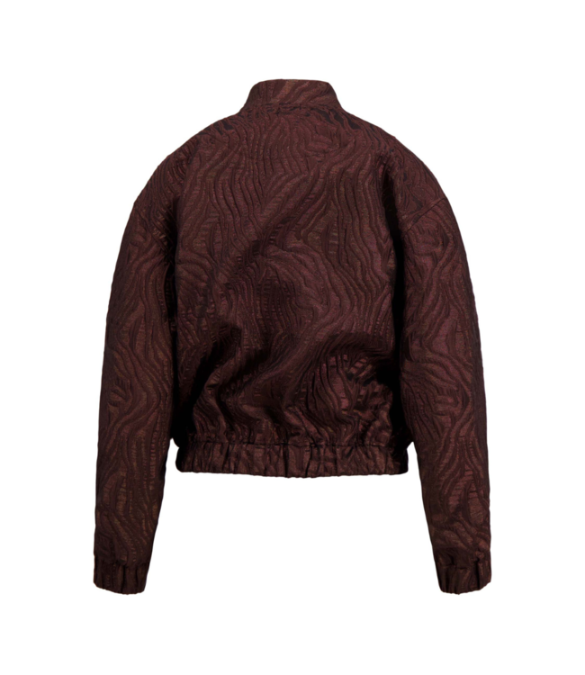 Zusss Bomber Jasje van Lurex Jaquard Stof - Chocoladebruin