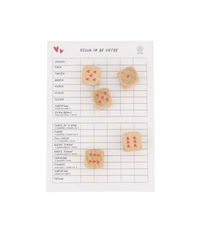 Zusss Spelletje Yahtzee - Wit/Rood