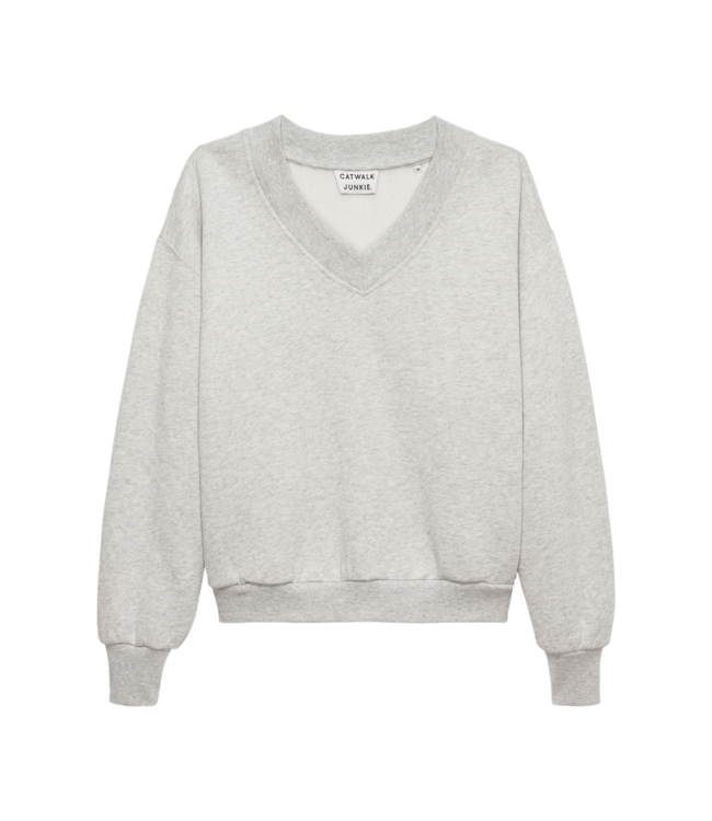 Catwalk Junkie Sweater with V-Neck - Grey Melange