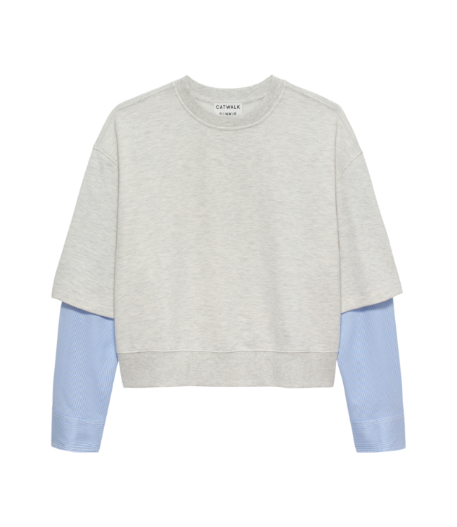 Catwalk Junkie Sweater with Blouse Sleeves - Grey Melange