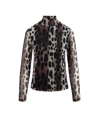 Zusss Mesh Top met Giraf Print - Multicolor