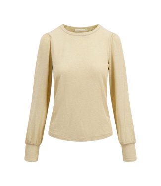Zusss Top met Lange Mouwen en Col Shimmer - Beige