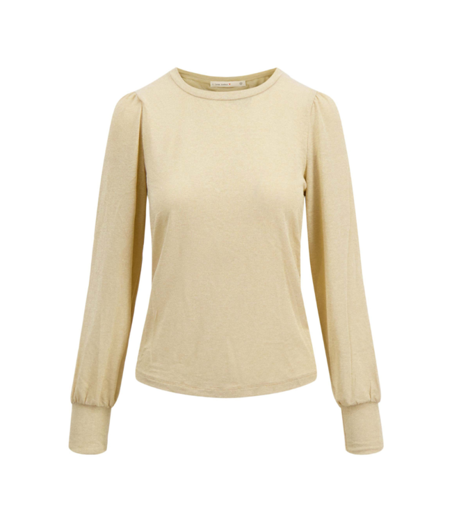 Zusss Top met Lange Mouwen en Col Shimmer - Beige