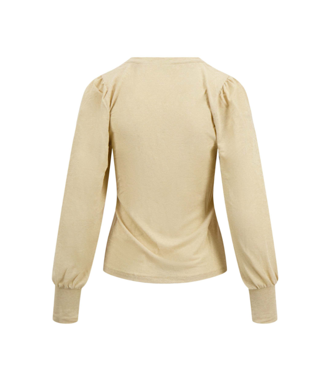 Zusss Top met Lange Mouwen en Col Shimmer - Beige