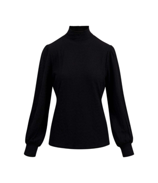 Zusss Top met Lange Mouwen en Col Ausbrenner - Zwart