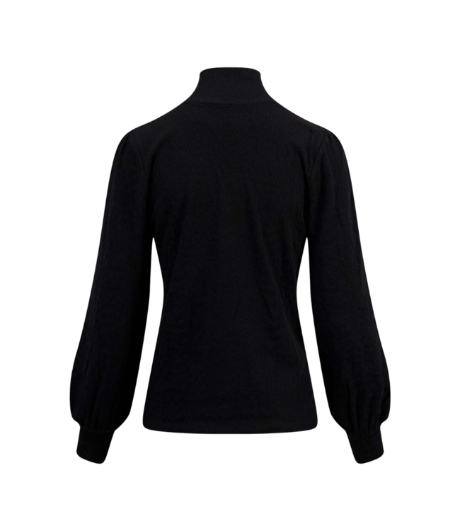 Zusss Top met Lange Mouwen en Col Ausbrenner - Zwart