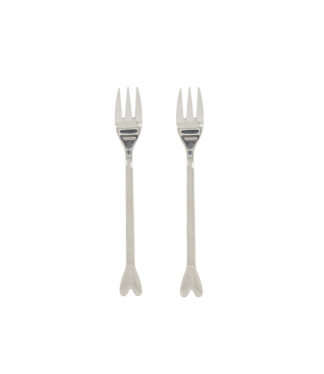 Zusss Set van 2 Vorkjes Hartje - Zilver