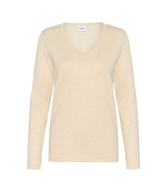 Saint Tropez Mila Long Sleeve V-Neck Pullover - Brown Rice Melange