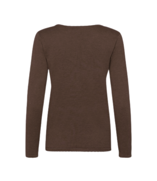Saint Tropez Mila Long Sleeve V-Neck Pullover - Fondue Fudge Melange