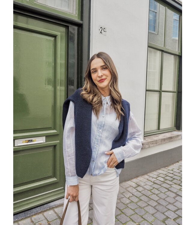 Nukus Iris Blouse Stripe - Ice/Off White