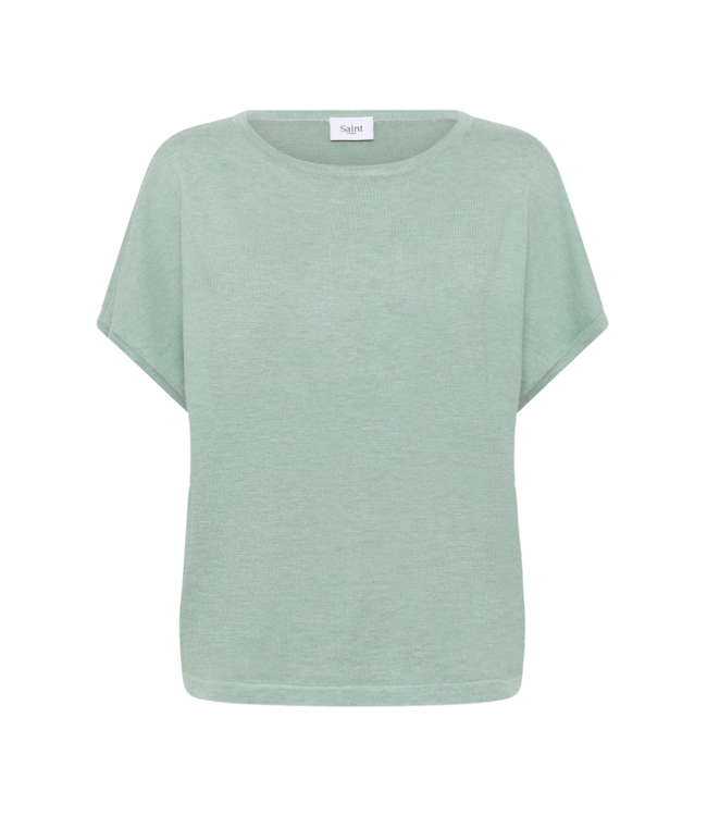 Saint Tropez Mila R-Neck Short Sleeve Pullover - Blue Surf Melange