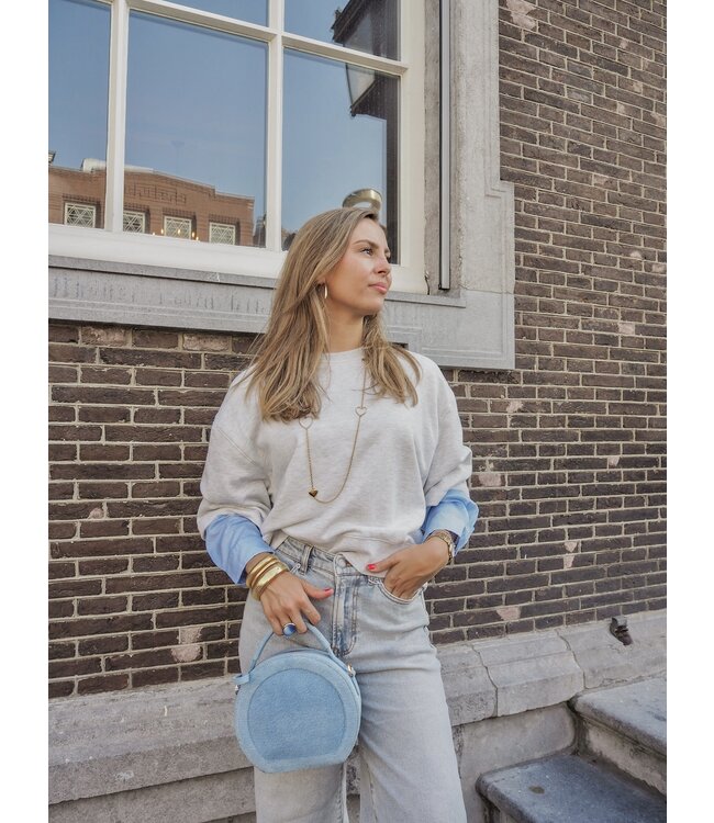 Catwalk Junkie Sweater with Blouse Sleeves - Grey Melange