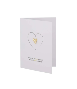 Zusss Wenskaart Broche Hartje in je Hart - Wit/Zwart/Goud