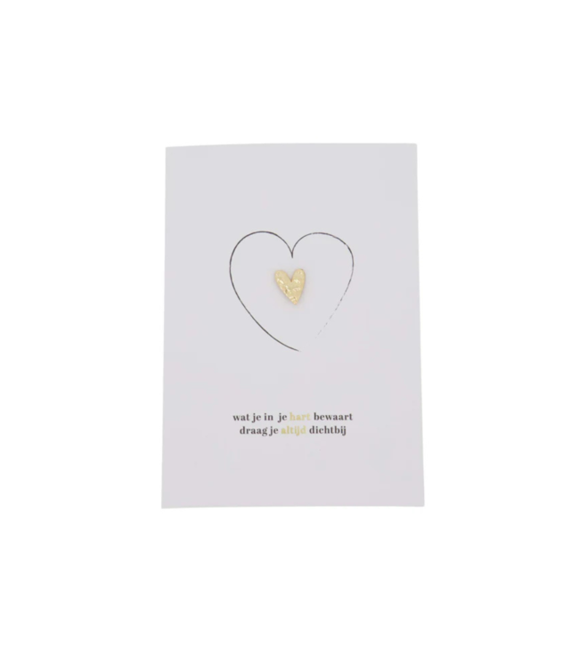 Zusss Wenskaart Broche Hartje in je Hart - Wit/Zwart/Goud