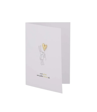 Zusss Wenskaart Broche Hartje Kleine Uk - Wit/Zwart/Goud