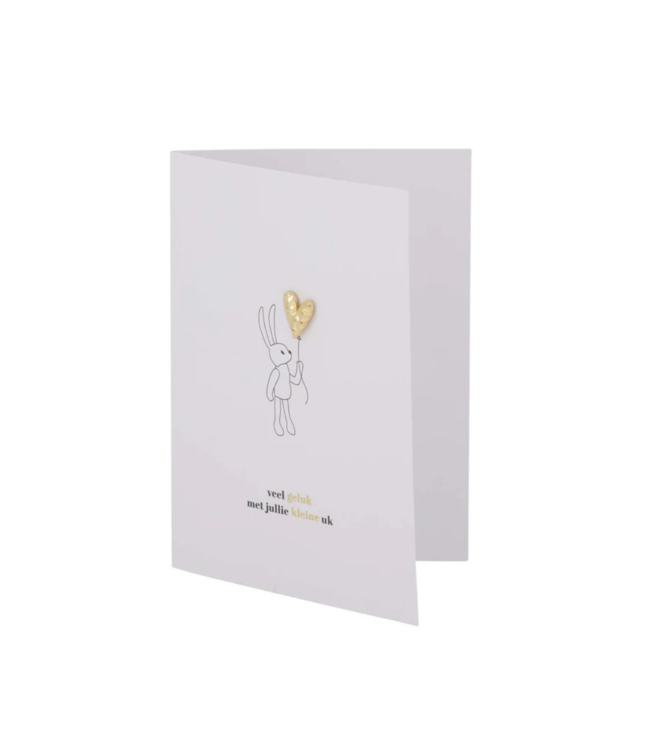 Zusss Wenskaart Broche Hartje Kleine Uk - Wit/Zwart/Goud