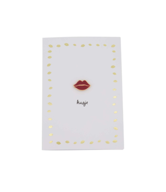 Zusss Wenskaart Broche Kusje - Wit/Rood/Goud