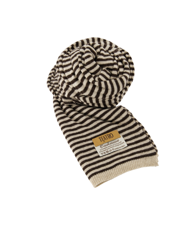 Color Club Sjaal Cassy Stripe - Dark Brown/Cream