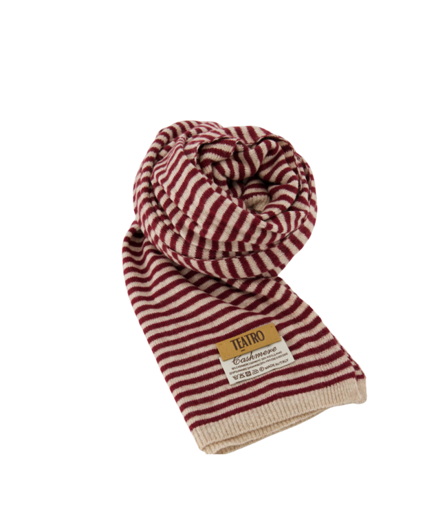 Color Club Sjaal Cassy Stripe - Bordeaux/Ecru