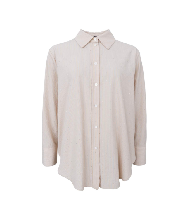 Black Colour Starry Strass Shirt - Creme