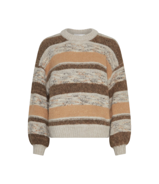 Moss Copenhagen Constance Pullover Striped - Oatmeal/Slate Black