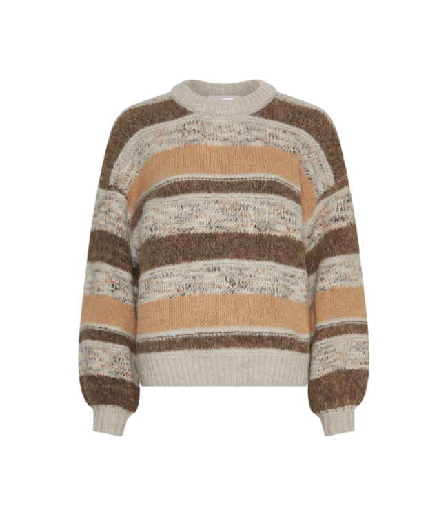 Moss Copenhagen Constance Pullover Striped - Oatmeal/Slate Black