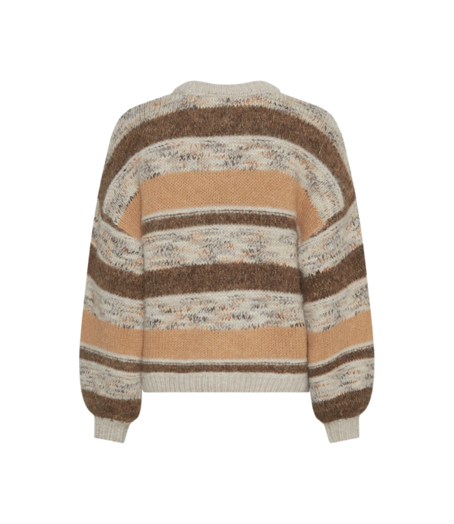 Moss Copenhagen Constance Pullover Striped - Oatmeal/Slate Black