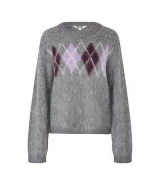MbyM Brush Argyle Chaina Knit - Dark Grey Melange