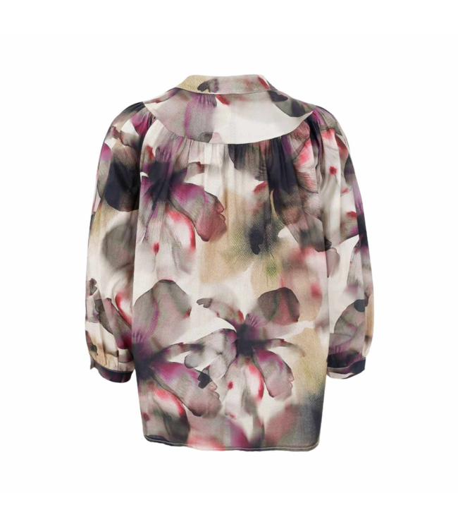Black Colour Filora Blouse - Plum Flower