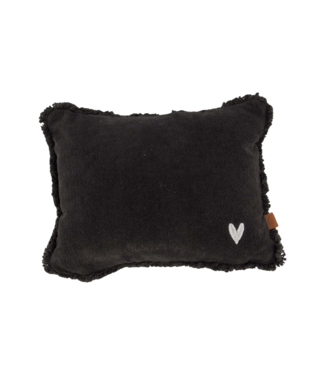 Zusss Kussen Velvet Zilver Hartje 35x25cm - Antracietgrijs