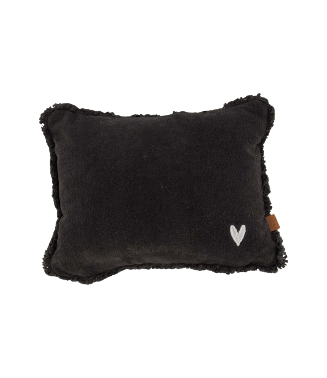 Zusss Kussen Velvet Zilver Hartje 35x25cm - Antracietgrijs