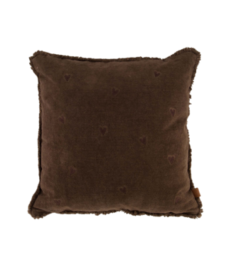 Zusss Kussen Velvet Hartjes 45x45cm - Bruin