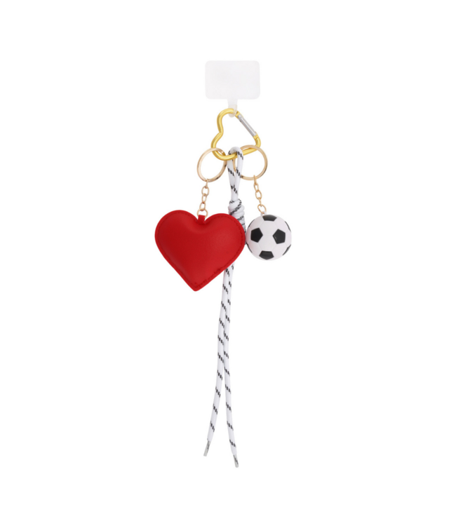 Color Club Bag Charm/Telefoonkoord Football Love - Red