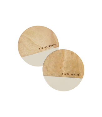 Zusss Set van 2 Onderzetters Hout Gezelligheid - Zand/Naturel