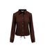 Zusss Satijnen Blouse met Schouderdetail - Chocoladebruin