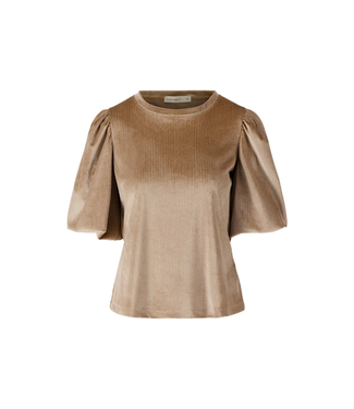 Zusss Rib Velour Pofmouw Top - Kit/Goud