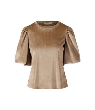 Zusss Rib Velour Pofmouw Top - Kit/Goud