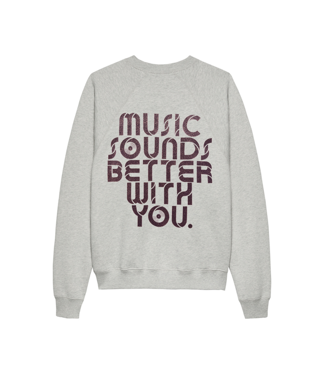 Catwalk Junkie Graphic Sweater - Light Grey Melange/Red