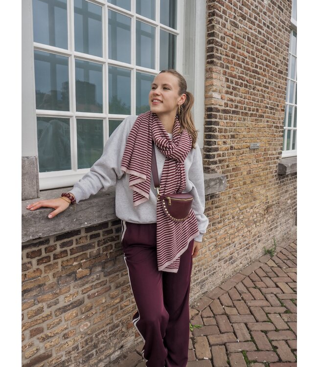 Color Club Sjaal Cassy Stripe - Bordeaux/Ecru