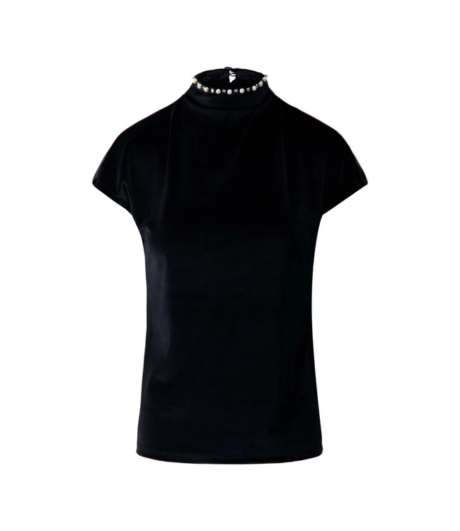 Zusss Turtle Top met Parels - Zwart