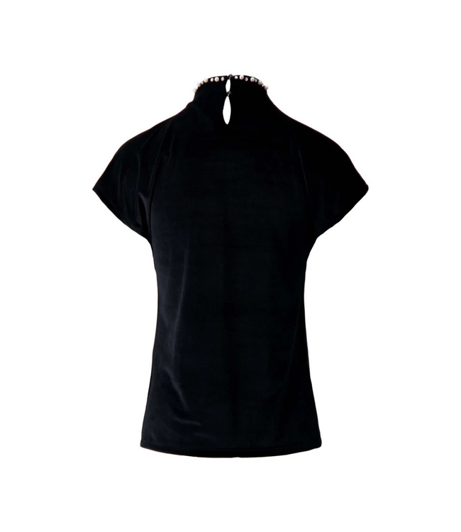 Zusss Turtle Top met Parels - Zwart