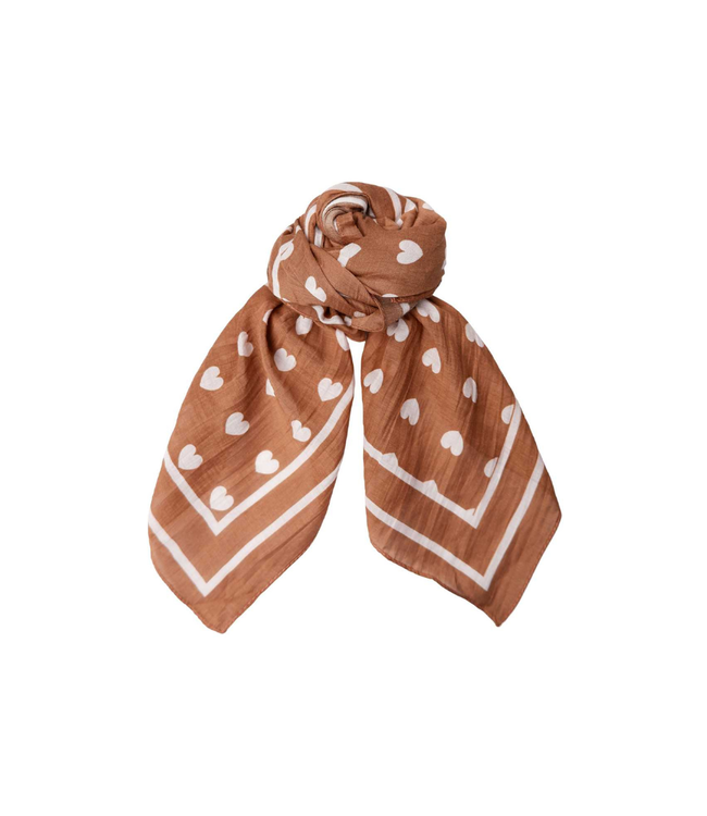 Black Colour Claudia Love Mini Scarves - Tobacco