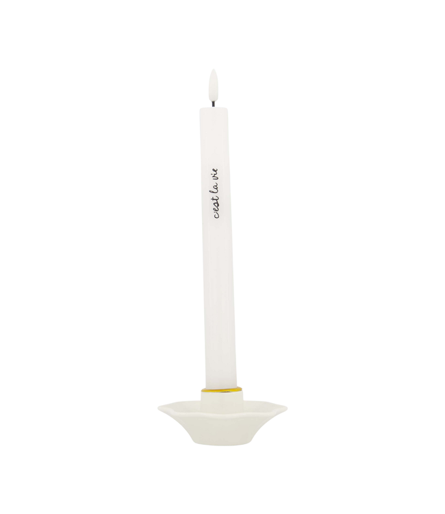 Zusss Set van 2 Ledkaarsen C'est La Vie - Wit/Zwart