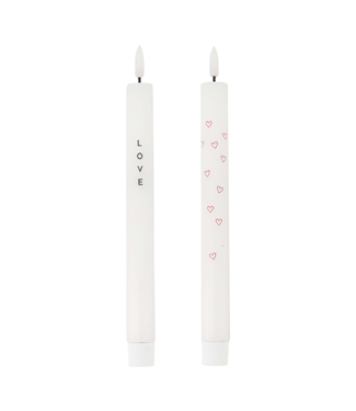Zusss Set van 2 Ledkaarsen Love - Wit/Groen/Rood