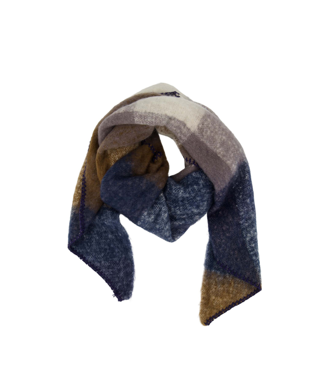 Zusss Triangel Sjaal met Ruit - Navy
